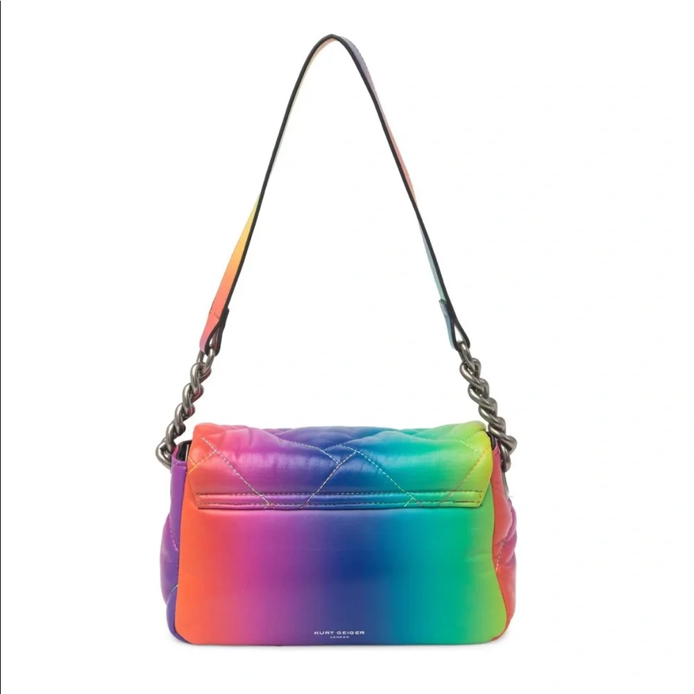 Kurt Geiger Medium Kensington Soft Bag NWT Rainbow Ombre Leather Convertible - Picture 2 of 9